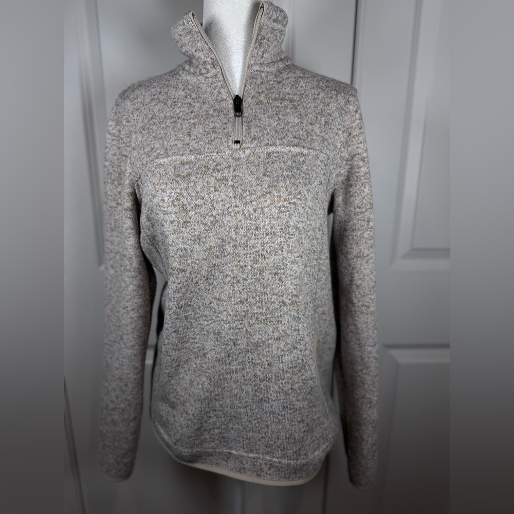 Thread & Supply Fleece Quarter Zip Pullover S Beige Neutral Cozy Chic Capsule